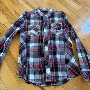 Buckle Red and Black Plaid Casual Shirt